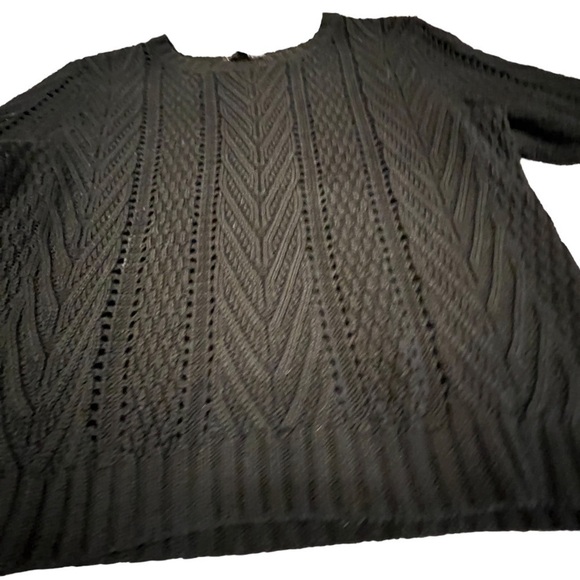 SANCTUARY Open Stitch Crewneck Black Sweater, Size Medium - Picture 8 of 14